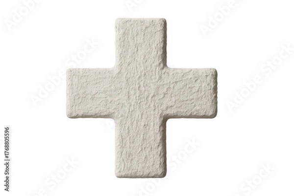 Fototapeta Plus sign representing health, medicine, first aid, and positive concepts with a textured stone surface