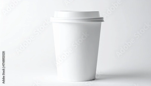 Fototapeta White paper coffee cup on grey background. Mockup for design