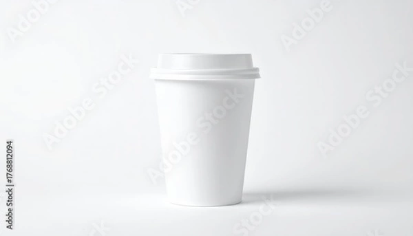 Fototapeta White paper coffee cup on grey background. Mockup for design