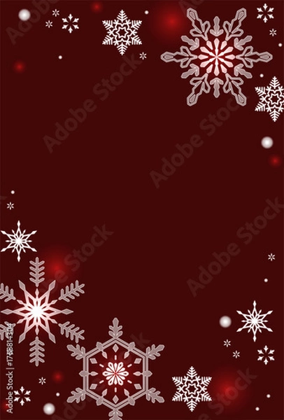 Fototapeta 美しく華やかな雪もようのクリスマス風・縦型テンプレート