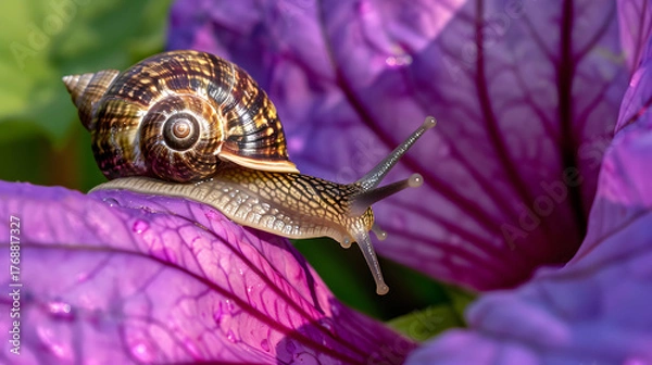Obraz Snail on purple flower