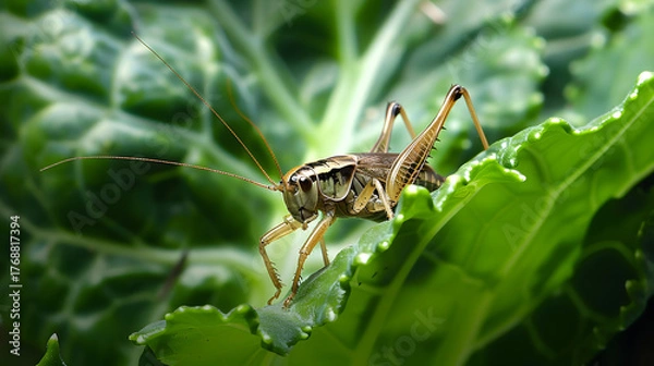 Obraz Grasshopper on a Leaf