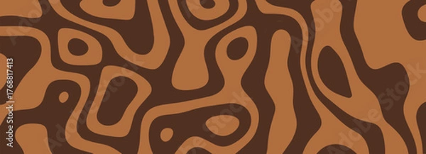 Fototapeta Brown abstract drizzle background with organic wavy lines and fluid shapes. Perfect for packaging, textiles, and digital design projects. Stock vector illustration in abstract style.