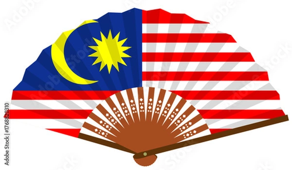 Obraz 国旗　東南アジア　マレーシア　扇子　和風