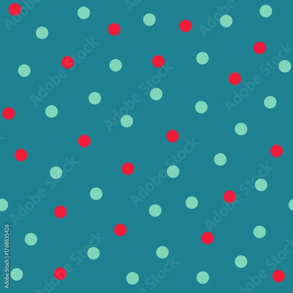 Obraz Scattered Polka Dot Pattern in Red and Green