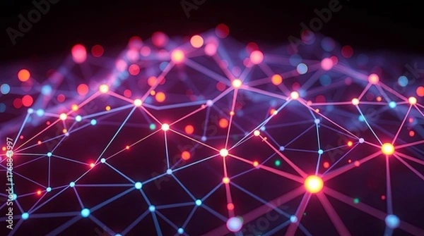 Fototapeta Glowing Network of Connected Dots A Vibrant Tech Abstract