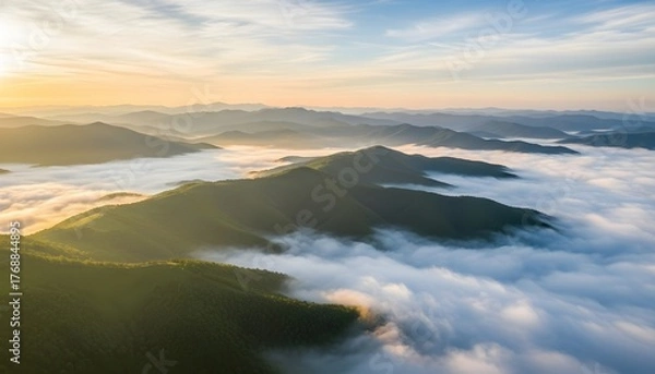 Obraz Clouds Drift Over a Green Landscape