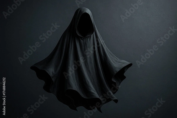 Fototapeta Haunting Black Spirit Floating with Misty Trail and Dark Vibes