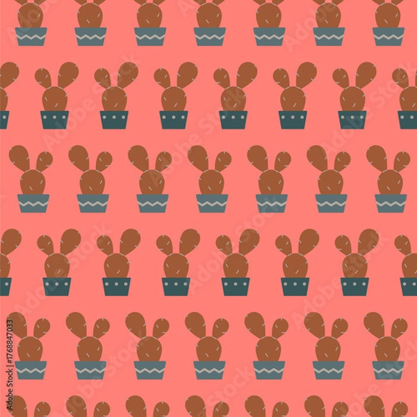 Obraz Brown Cactus Pattern Pink Background