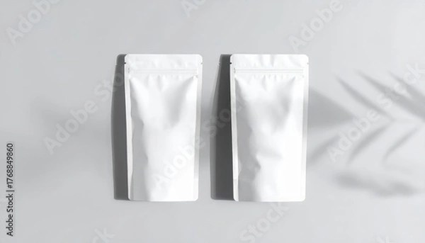 Fototapeta white zip pouch packaging mockup
