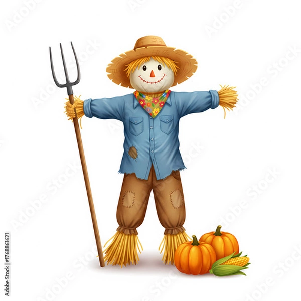Obraz scarecrow with pumpkin