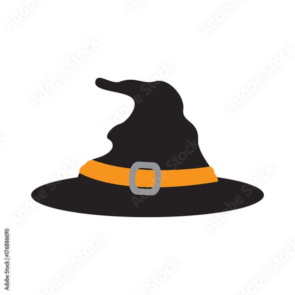 Fototapeta Isolated witch hat on a white background, Vector illustration
