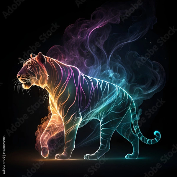 Obraz tiger on blue background