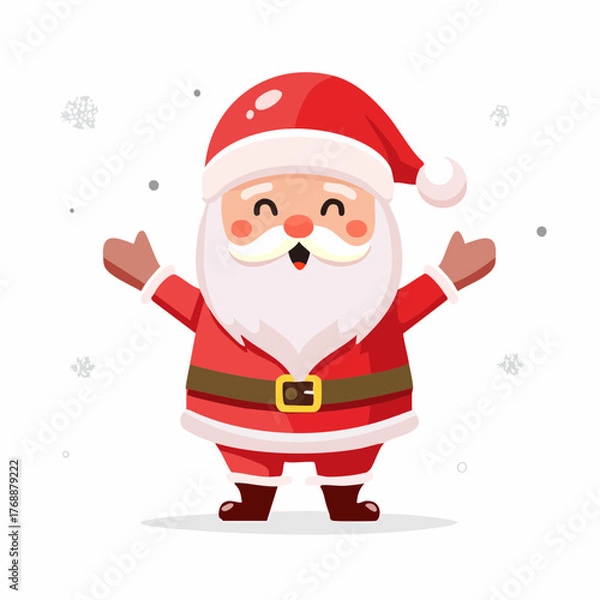 Fototapeta Happy Chibi Santa Claus with Open Arms Vector Illustration