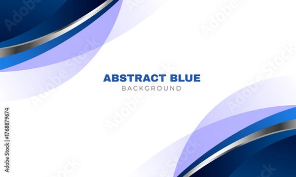Fototapeta Abstract blue wave background design with white space