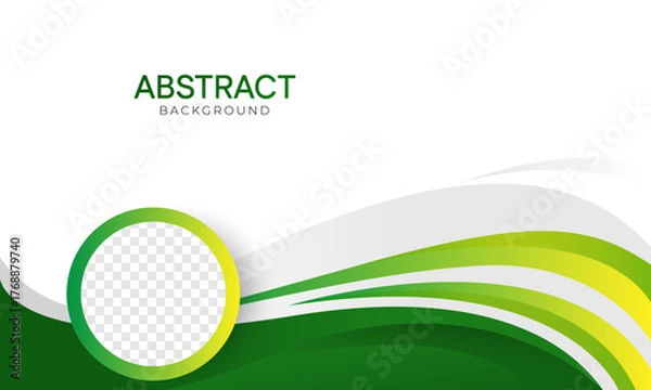 Fototapeta Green curve abstract background design with circle space for image. vector