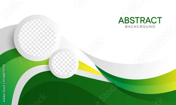 Fototapeta Green curve abstract background design with circle space for image. vector