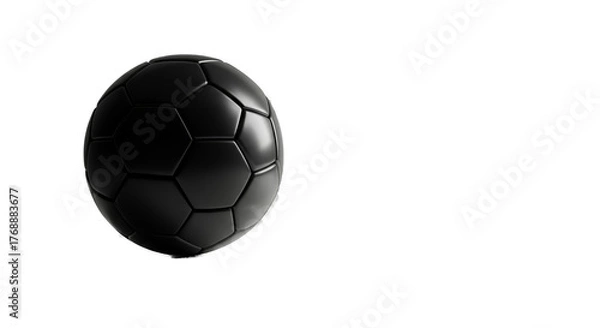Fototapeta Black Soccer Ball Isolated on Transparent Background Realistic 3D Render