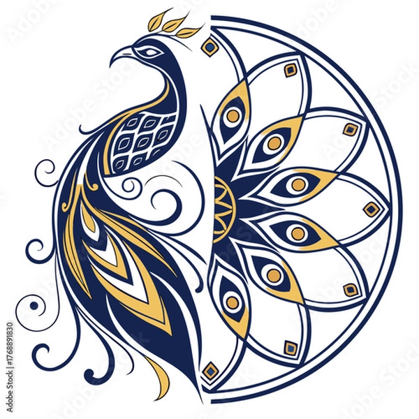 Fototapeta Mandala created with fluid art pouring technique, swirling