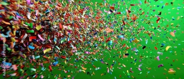 Obraz Confetti explosion on green