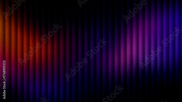 Fototapeta dark futuristic background with vertical ribbed texture and a warm to cool glowing gradient with subtle waves