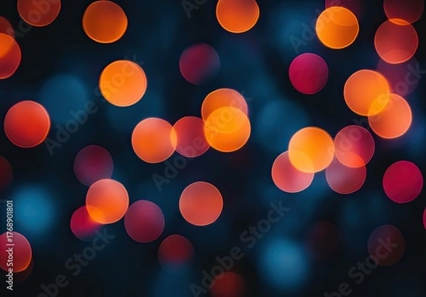 Fototapeta Bokeh effect with vibrant orange and blue blurred circles