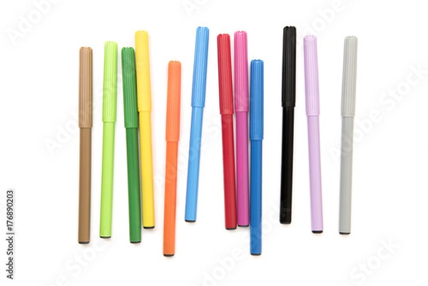 Obraz Colorful markers making forms on a white background