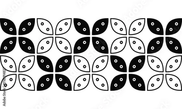 Obraz Monochrome Symmetrical Leaf and Dot Motif