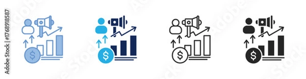 Fototapeta Market Influence Icon Collection Featuring Multiple Styles