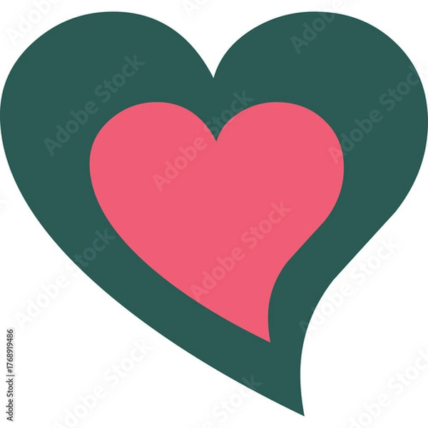 Fototapeta Green Heart Outline With Pink Inner Heart Silhouette On Transparent Background Symbolizing Love And Affection