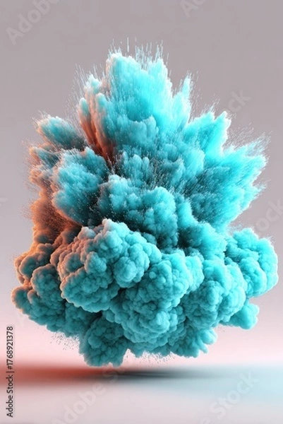 Obraz Fluffy cyan cloud explosion on pastel background