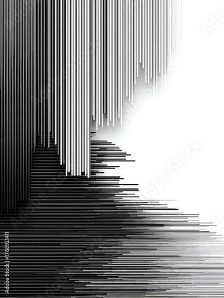 Obraz Grayscale bars cascade, forming blurred lines