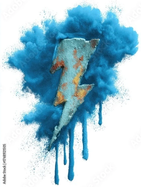 Obraz Rusty bolt with blue smoke