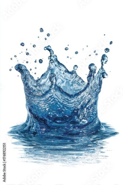 Obraz Water crown splash with droplets isolated on white