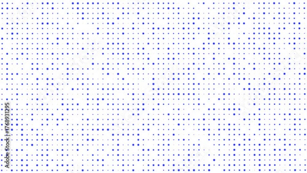 Fototapeta Blue Abstract Background with Dots. Chaotic Particle and Mosaic Texture. Small Dots in a Linear Pattern for Web and Social Media Design. PNG format.