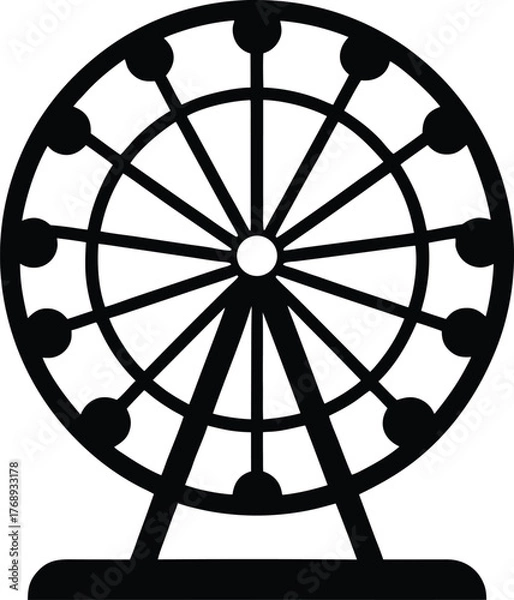 Obraz Amusement park ferris wheel icon for entertainment and leisure themes