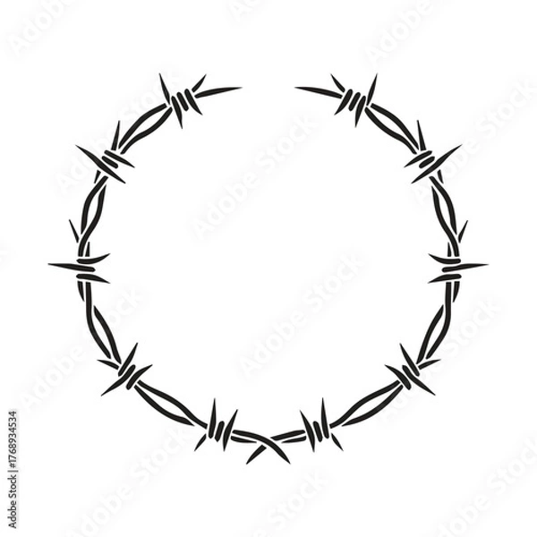 Fototapeta barb wire rounded symbol vector