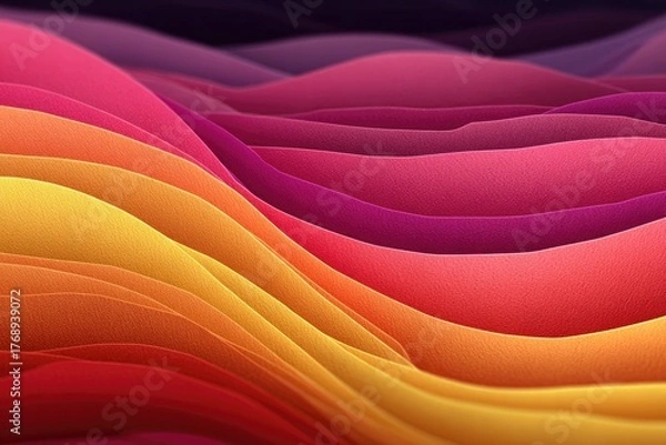 Fototapeta Abstract waves, gradient yellow to purple layers