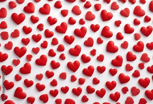 Obraz Seamless pattern of small red heart shapes on a white background