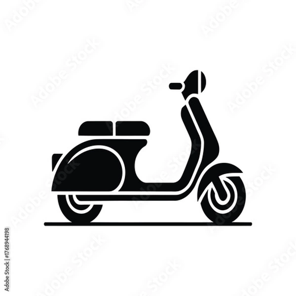 Fototapeta Black Scooter Icon Silhouette Style With a Transparent Background Motor Vehicle