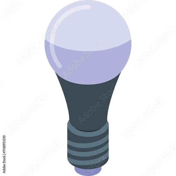 Obraz Clean pixel art illustration of a white and grey led light bulb with a purple top against a white background