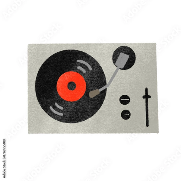 Obraz スタンプ風のレコードプレーヤーのイラスト