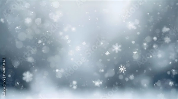 Fototapeta 幻想的な雪のボケ背景