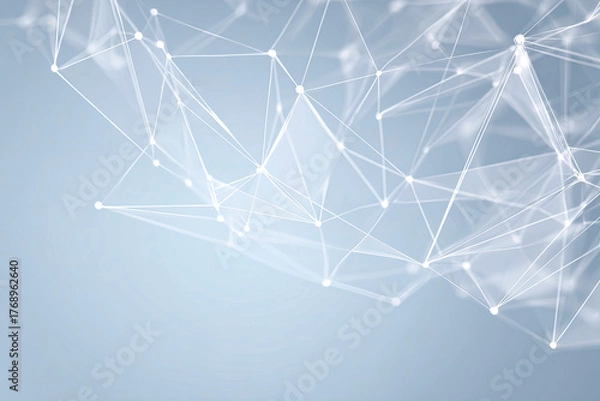 Fototapeta Abstract network mesh, white lines, nodes