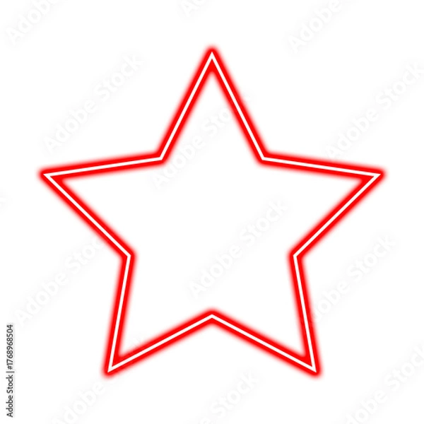 Fototapeta Glowing red star shape isolated on transparent background, perfect for graphic design, png