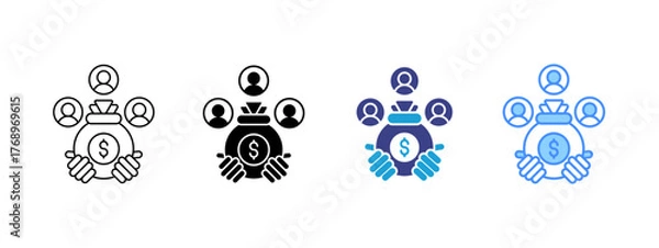 Fototapeta Crowdfunding  icon set multiple style collection