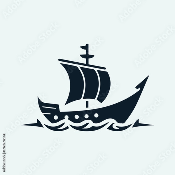 Fototapeta Drakkar Ship Logo