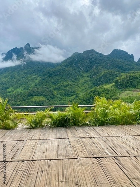 Obraz Green yard with mountain chiang dao located in Chiang mai northern part of Thailand