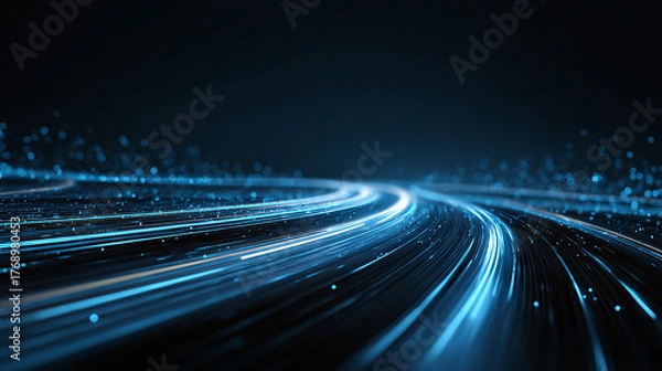 Fototapeta A futuristic highway illuminated by bright lights, representing speed and technology