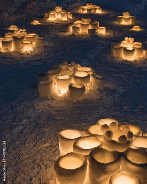 Obraz 冬の夜を照らす氷のランタン